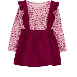 Carter's Child of Mine Pink Floral Print 2-Piece Dress Set 4t NEW